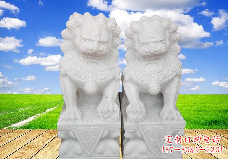 贵阳汉白玉看门狮子石雕