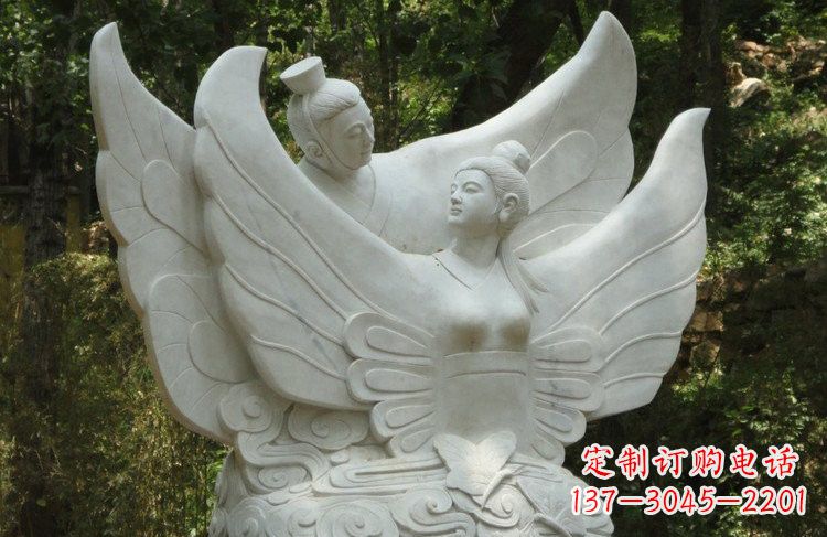 贵阳汉白玉梁山伯和祝英台化蝶石雕