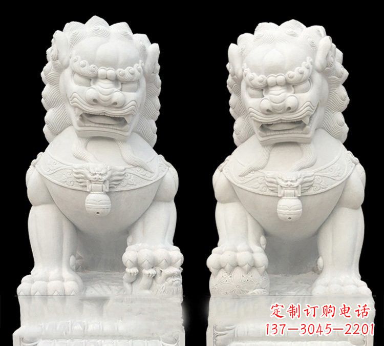 贵阳玉质狮子门口雕塑是由中领雕塑定制制作的，…