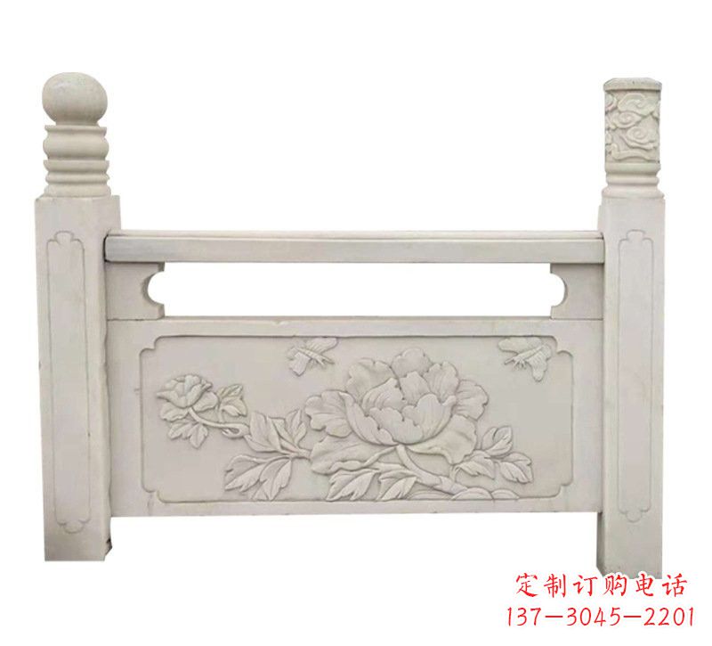 贵阳汉白玉牡丹花浮雕栏板
