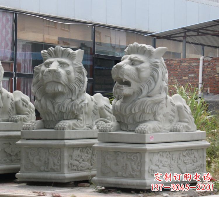 贵阳汉白玉狮子雕塑，欧式风格精美雕塑