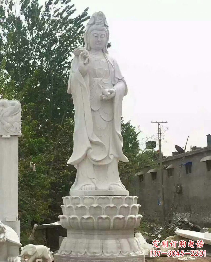 贵阳汉白玉洒水观音驻颜祥和