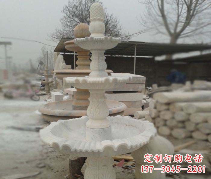 贵阳汉白玉三层别墅小型喷泉石雕，让你的空间更加优雅