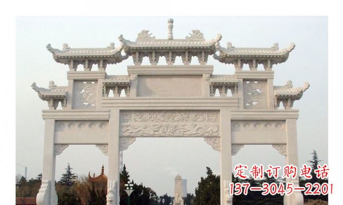 贵阳汉白玉三门石雕牌坊
