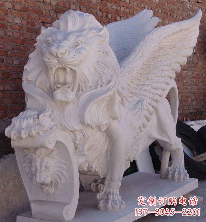 贵阳汉白玉圣马可飞狮石雕，精致品质保证