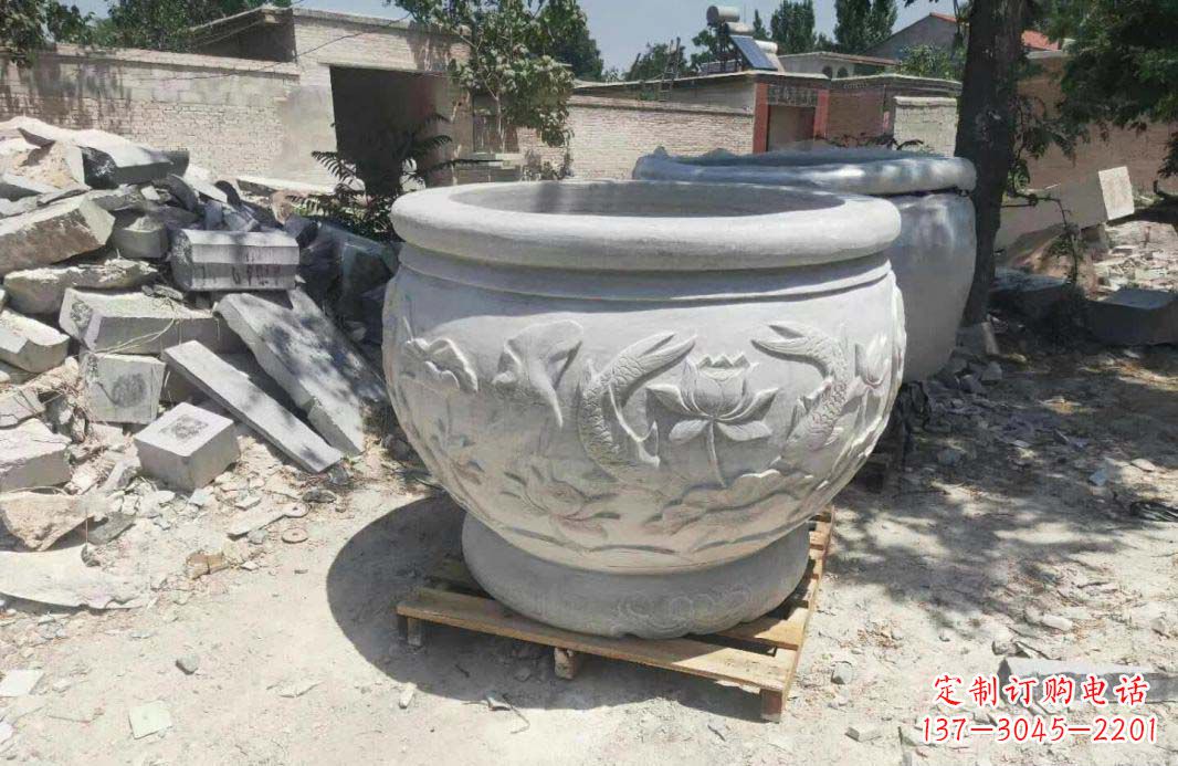 贵阳汉白玉水缸，精美完美的雕刻纪念