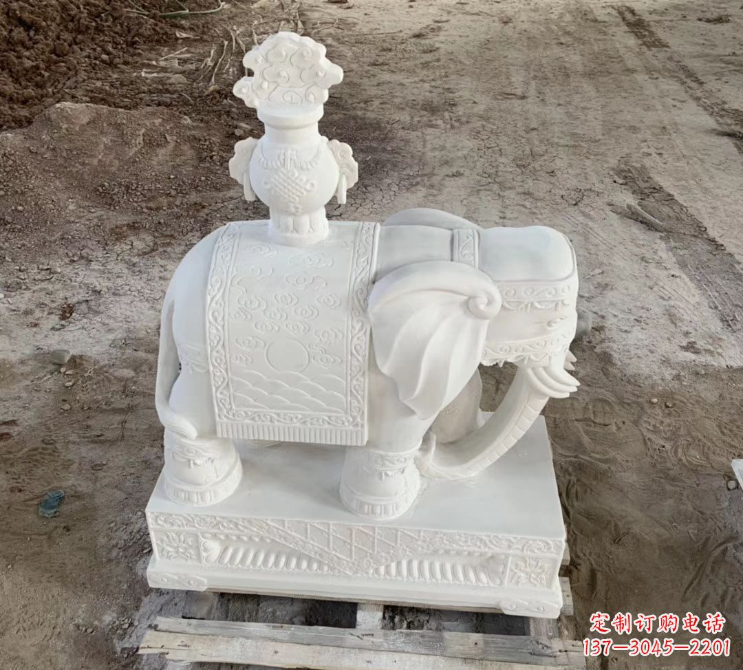 贵阳汉白玉驮宝瓶大象石雕