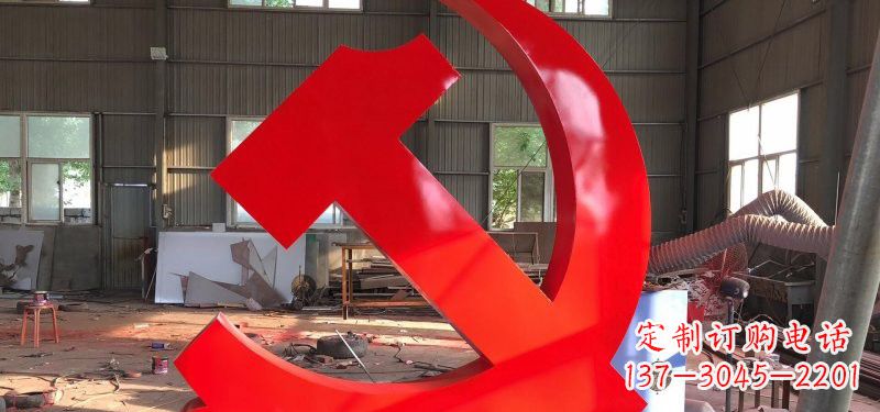 贵阳河南不锈钢党徽雕塑，精致而完美