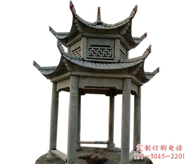 贵阳传统双层六角凉亭石雕