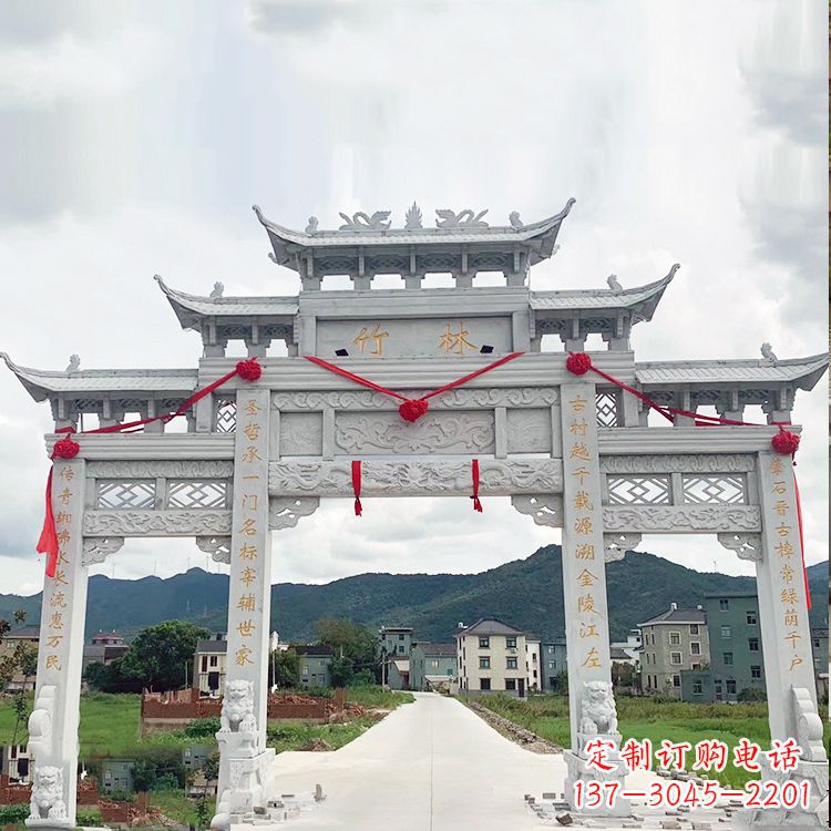 贵阳花岗岩三门石牌坊雕塑