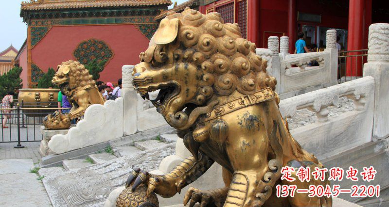 贵阳黄铜狮子故宫狮雕塑，高端定制艺术品