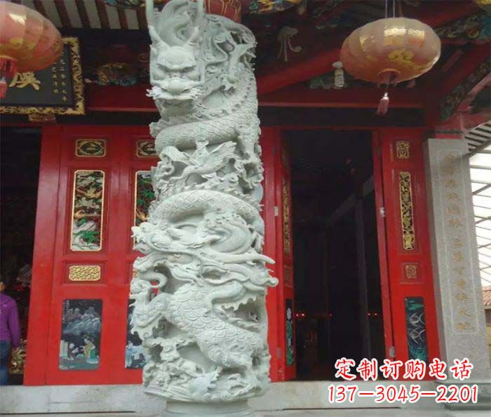 贵阳景区大理石龙柱石雕