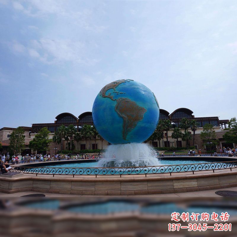 贵阳景区广场不锈钢地球仪水景喷泉景观雕塑