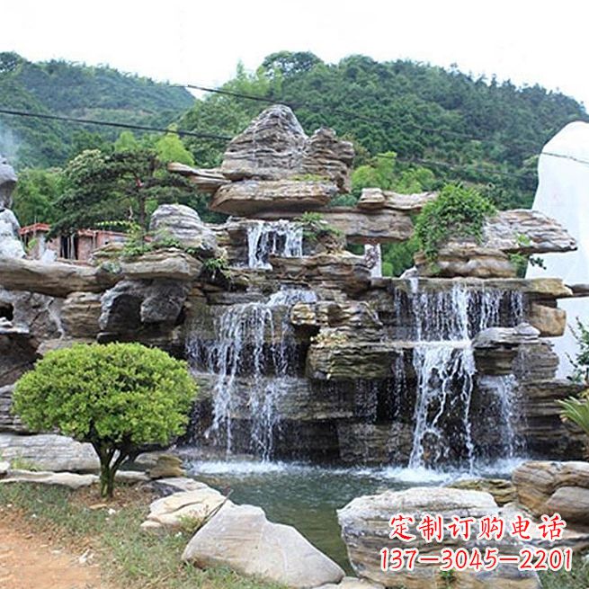 贵阳领雕塑让您的景区更精彩——奇石流水假山雕塑