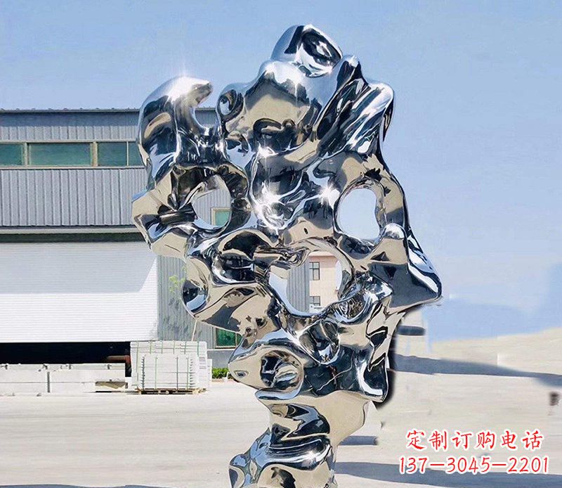贵阳太湖石雕塑,完美结合不锈钢镜面