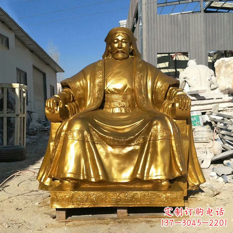 贵阳鎏金成吉思汗铜雕-中国历史伟人古代著名人物雕像