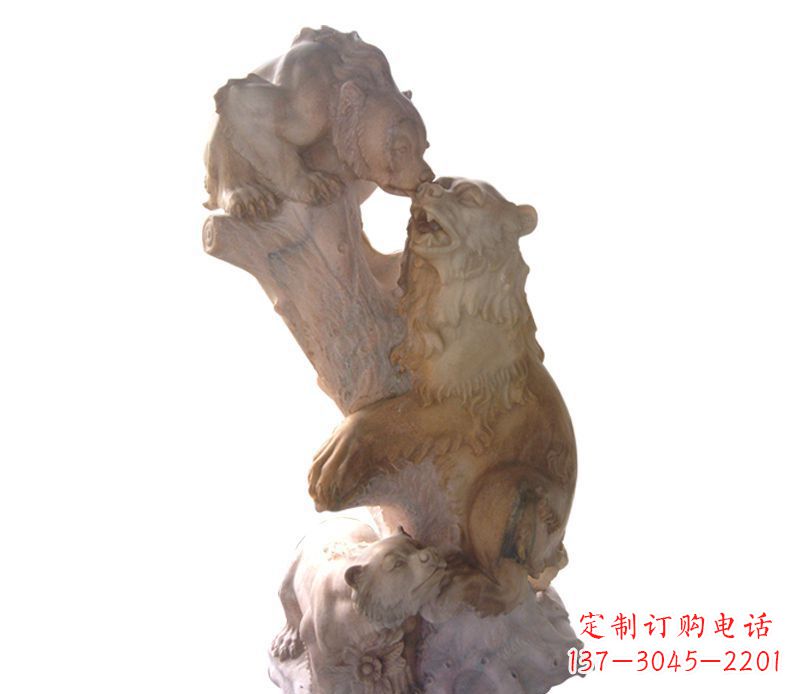 贵阳母子狗熊石雕公园动物雕塑
