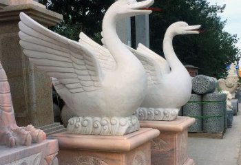 贵阳汉白玉天鹅雕塑，让庭院都享受激越的视觉奇观