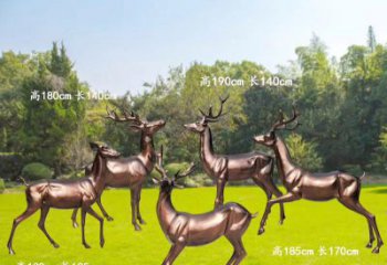 贵阳红铜鹿精美雕塑，立体栩栩如生