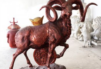 贵阳红阳开泰精美的缅甸铜山羊雕塑