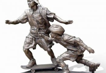 贵阳激情滑板，艺术雕塑：城市滑冰男孩铜雕
