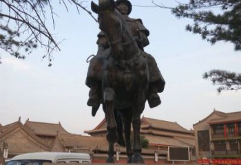 贵阳雕刻精美的蒙古人骑马铜雕