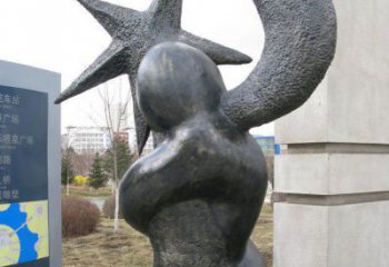 贵阳街边星星月亮景观铜雕是由中国领雕塑定制的…
