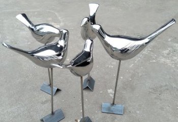 贵阳全新设计，优雅帅气的不锈钢鸽子草坪雕塑