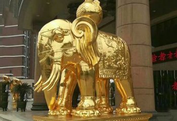 贵阳鎏金大门大象铜雕，招财辟邪吉祥动物雕塑