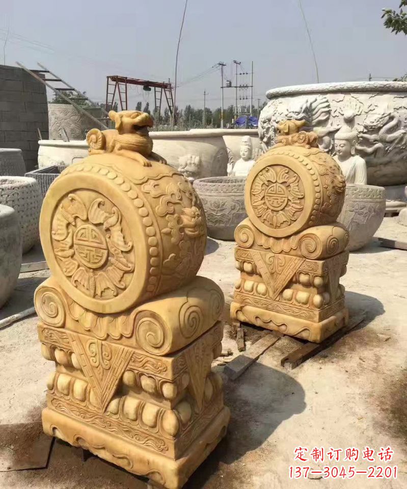 贵阳福瑞貔貅抱鼓石雕塑,传承中国古老文化