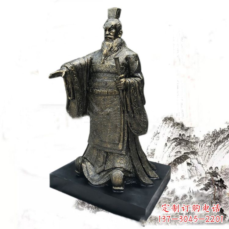 贵阳精美秦始皇玻璃钢仿铜雕塑