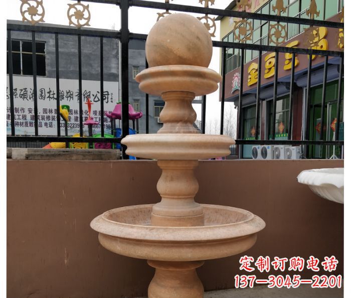 贵阳风水球石雕,晚霞红别墅装饰精品