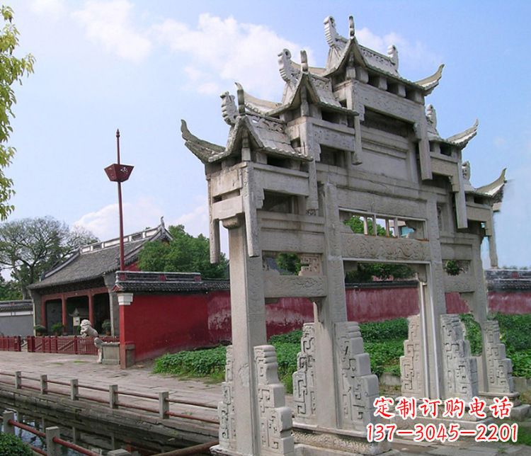 贵阳三门大型牌坊石雕