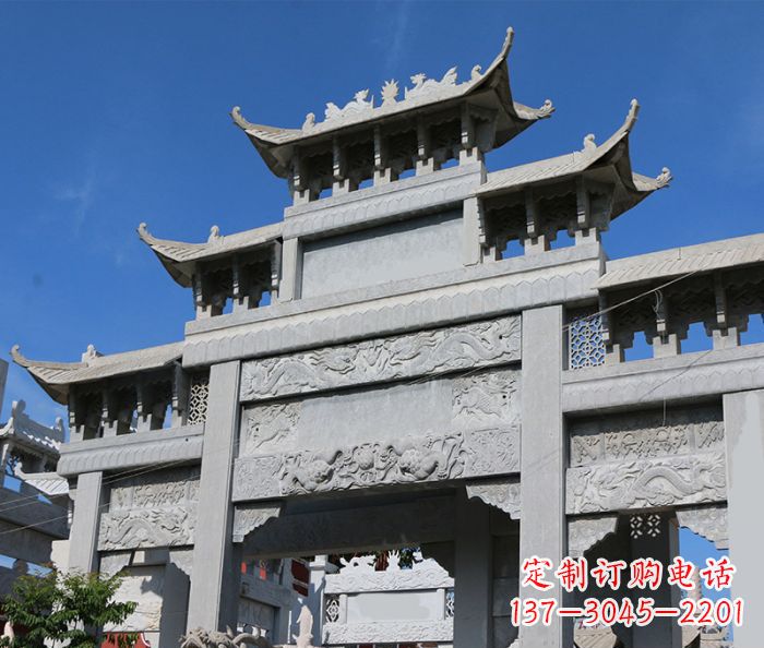 贵阳三门道路牌坊石雕 (2)