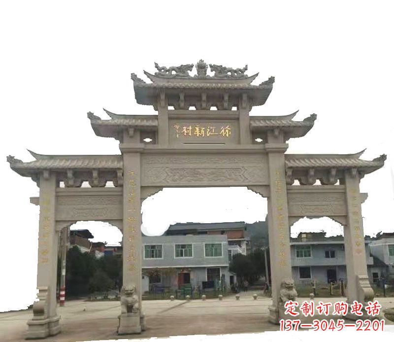 贵阳三门仿古牌坊石雕 (5)