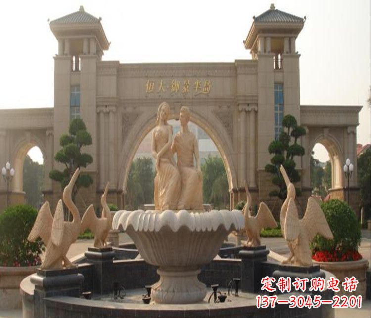 贵阳石雕西方人物喷泉雕塑