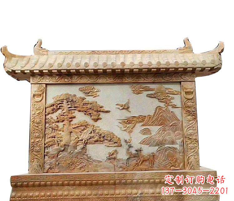 贵阳石浮雕晚霞红影壁石雕