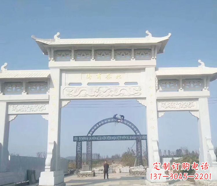 贵阳石牌坊三门牌坊石雕 (4)