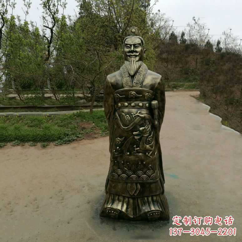 贵阳始皇嬴政玻璃钢仿铜雕塑