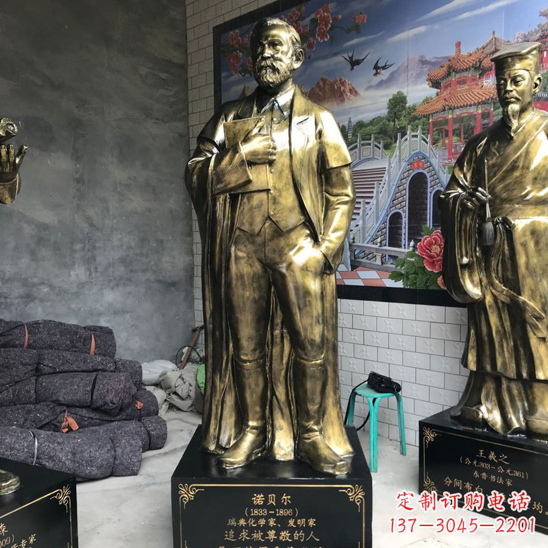贵阳世界名人瑞典著名化学家诺贝尔仿铜雕像