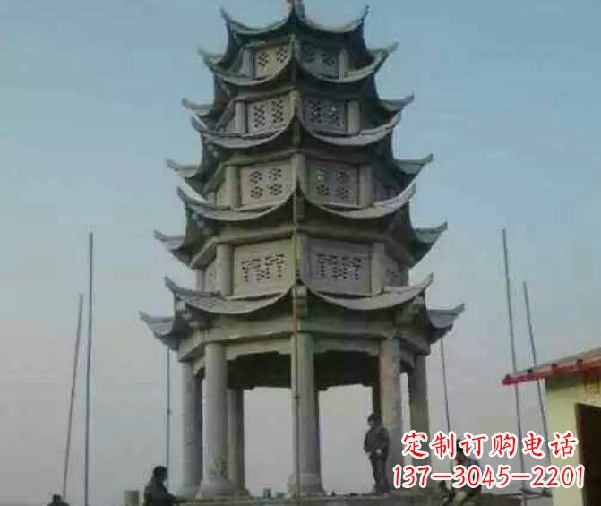 贵阳双层大理石凉亭石雕 (2)