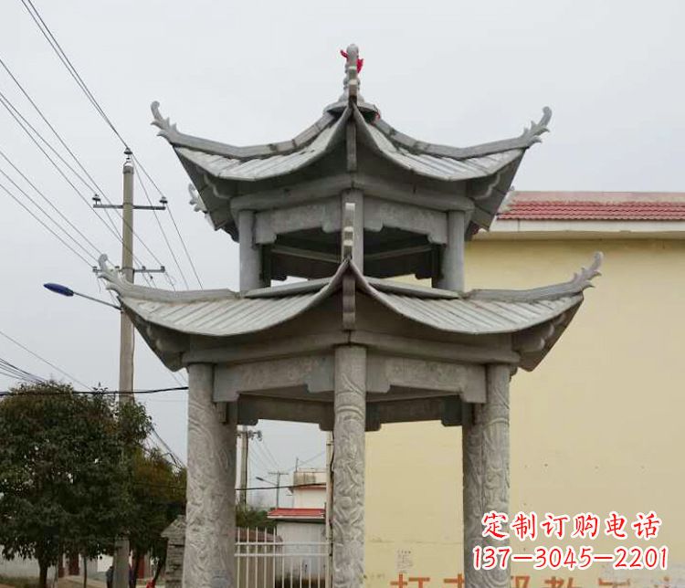 贵阳双层仿古凉亭石雕 (2)