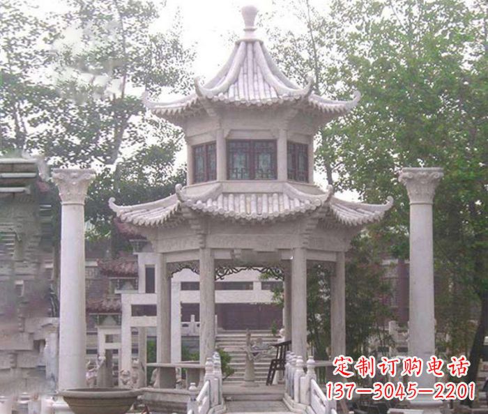 贵阳双层仿古凉亭石雕 (3)
