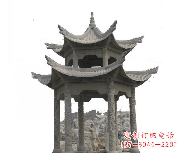 贵阳双层仿古石雕凉亭 (2)