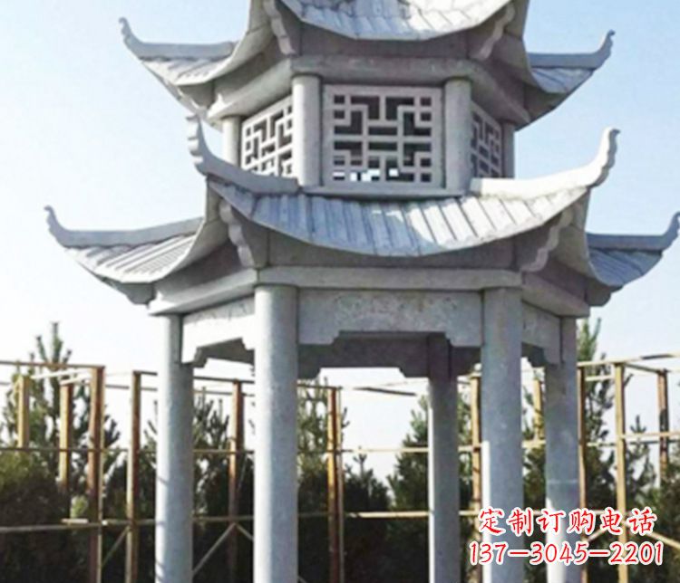 贵阳双层仿古石凉亭石雕_2