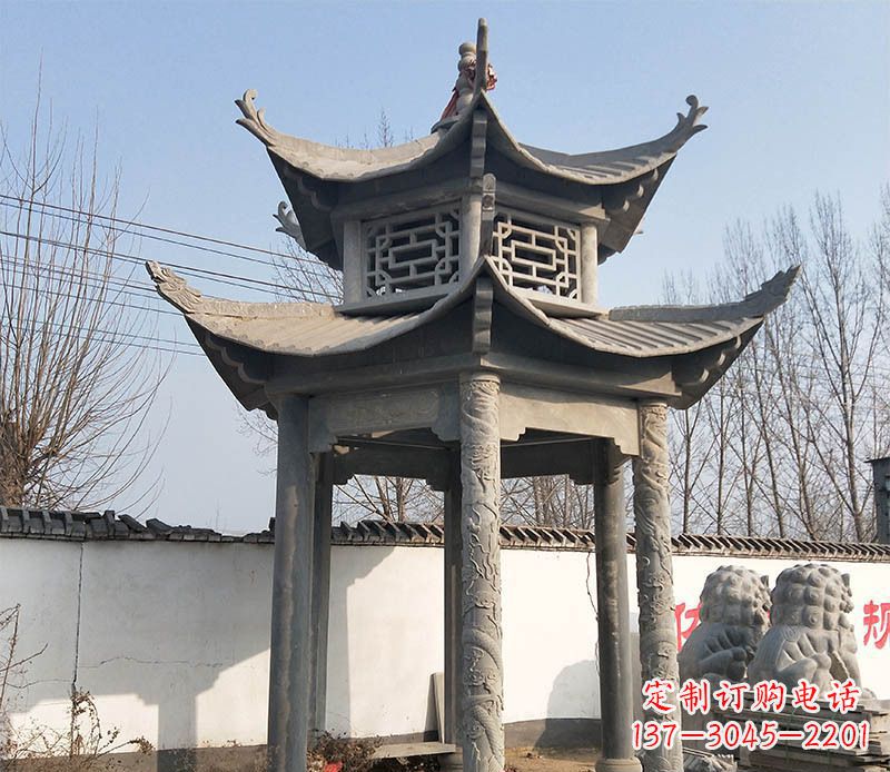 贵阳双层户外凉亭石雕 (2)