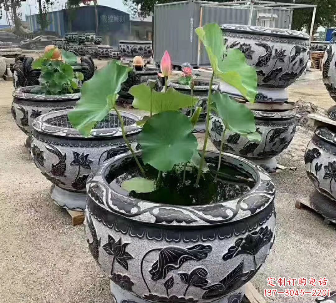 贵阳睡莲石浮雕花盆雕塑公园景观雕塑