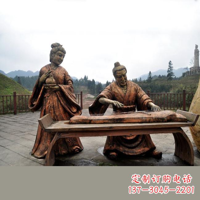 贵阳司马相如与卓文君铜雕塑像-城市广场历史名人情景雕塑