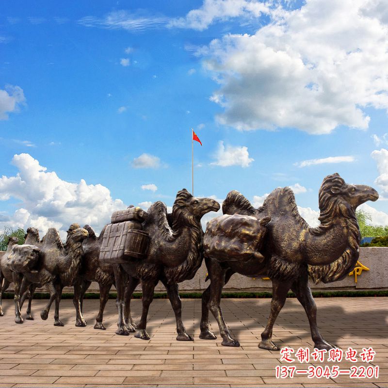 贵阳丝绸之路骆驼队仿铜景观雕塑
