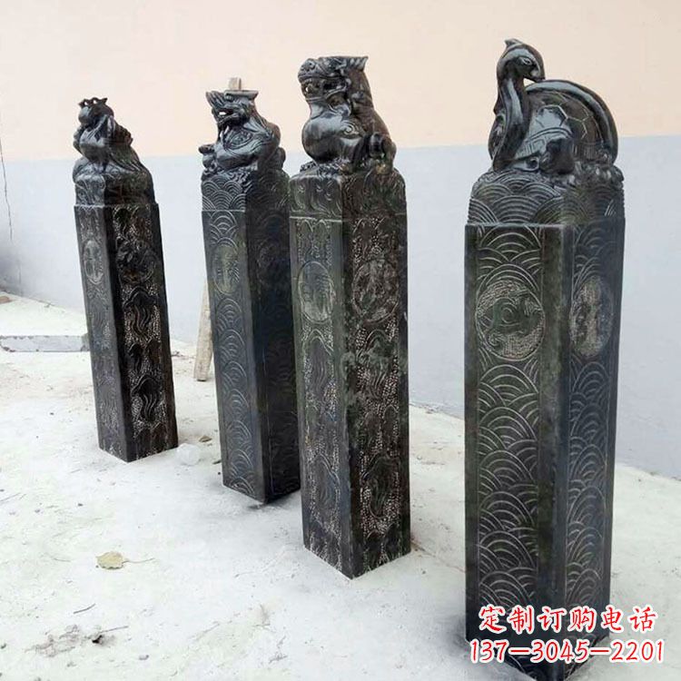 贵阳四方神兽青石仿古栓马柱
